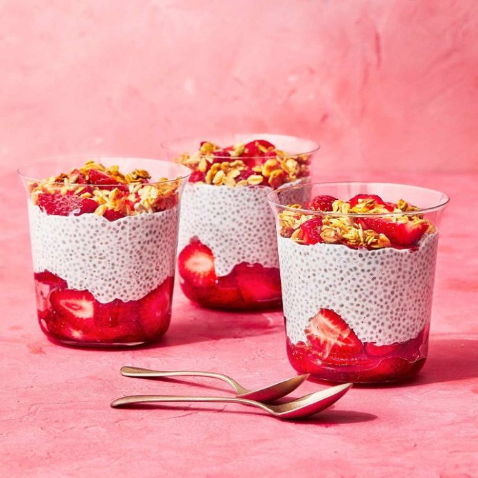 Rooibos and Strawberry Chia Puddings